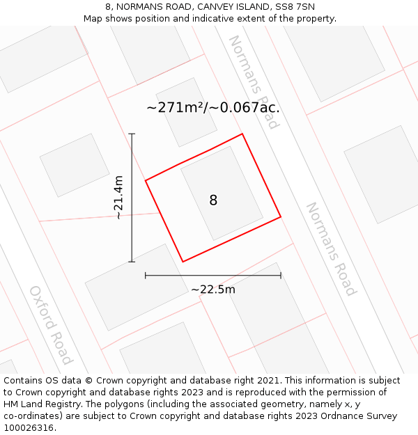 8, NORMANS ROAD, CANVEY ISLAND, SS8 7SN: Plot and title map