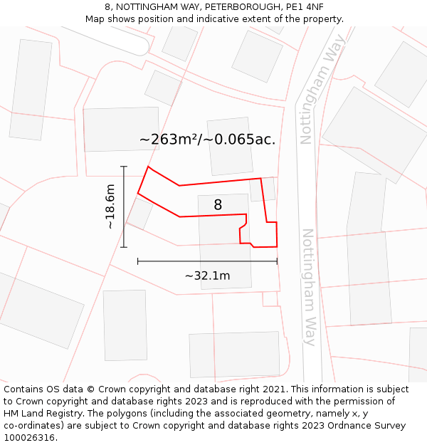8, NOTTINGHAM WAY, PETERBOROUGH, PE1 4NF: Plot and title map