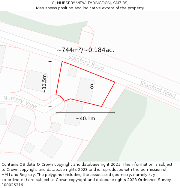 8, NURSERY VIEW, FARINGDON, SN7 8SJ: Plot and title map