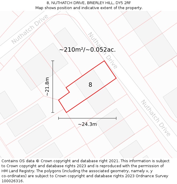 8, NUTHATCH DRIVE, BRIERLEY HILL, DY5 2RF: Plot and title map