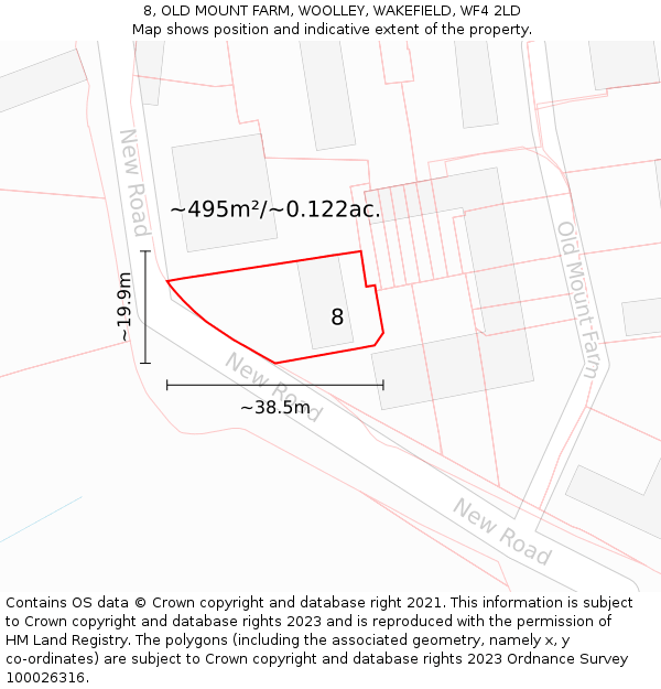 8, OLD MOUNT FARM, WOOLLEY, WAKEFIELD, WF4 2LD: Plot and title map
