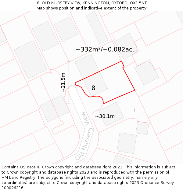 8, OLD NURSERY VIEW, KENNINGTON, OXFORD, OX1 5NT: Plot and title map
