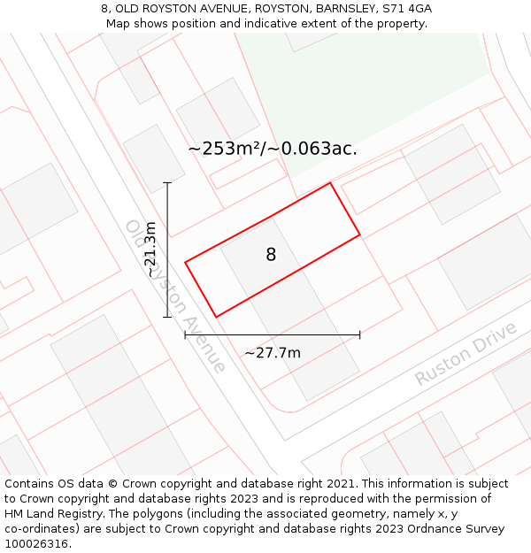 8, OLD ROYSTON AVENUE, ROYSTON, BARNSLEY, S71 4GA: Plot and title map