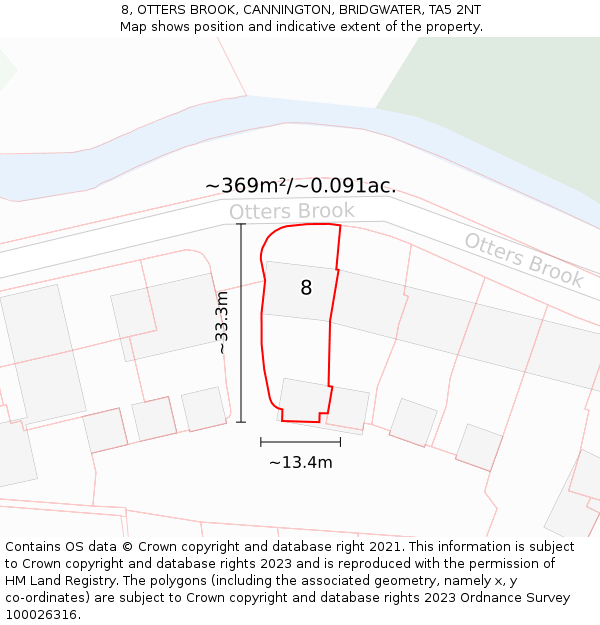 8, OTTERS BROOK, CANNINGTON, BRIDGWATER, TA5 2NT: Plot and title map