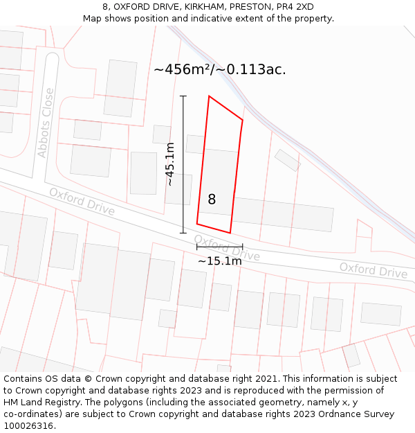 8, OXFORD DRIVE, KIRKHAM, PRESTON, PR4 2XD: Plot and title map