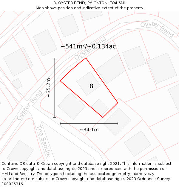 8, OYSTER BEND, PAIGNTON, TQ4 6NL: Plot and title map