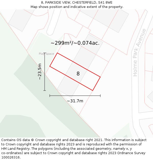 8, PARKSIDE VIEW, CHESTERFIELD, S41 8WE: Plot and title map