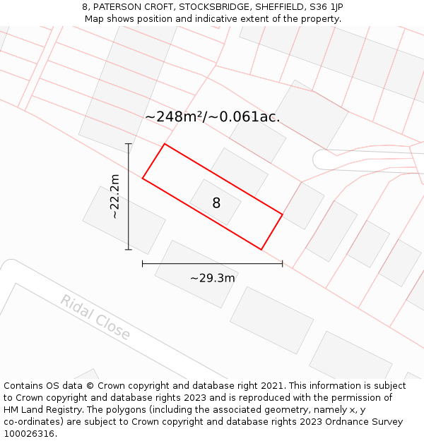 8, PATERSON CROFT, STOCKSBRIDGE, SHEFFIELD, S36 1JP: Plot and title map