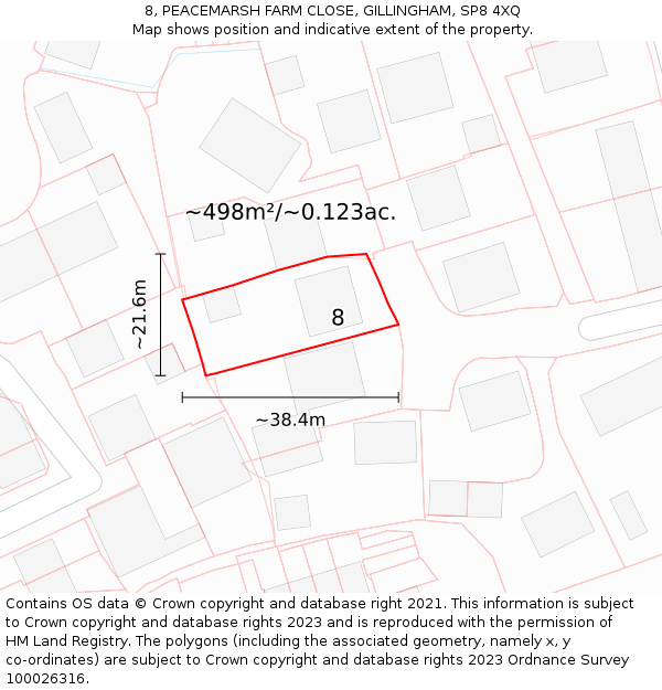 8, PEACEMARSH FARM CLOSE, GILLINGHAM, SP8 4XQ: Plot and title map