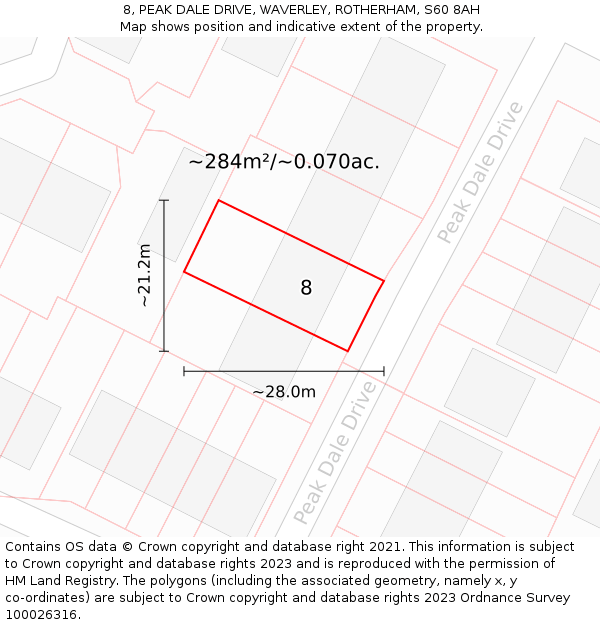 8, PEAK DALE DRIVE, WAVERLEY, ROTHERHAM, S60 8AH: Plot and title map