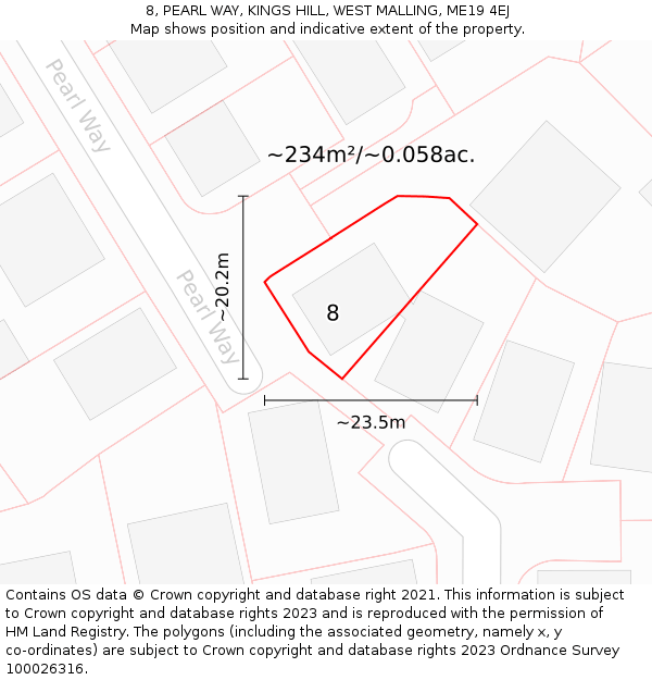 8, PEARL WAY, KINGS HILL, WEST MALLING, ME19 4EJ: Plot and title map