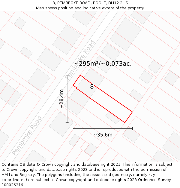 8, PEMBROKE ROAD, POOLE, BH12 2HS: Plot and title map