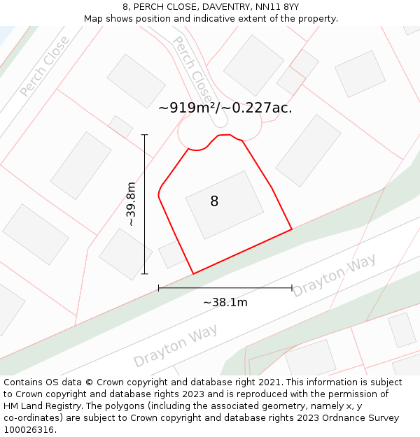 8, PERCH CLOSE, DAVENTRY, NN11 8YY: Plot and title map