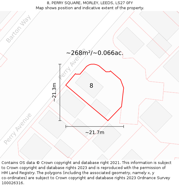 8, PERRY SQUARE, MORLEY, LEEDS, LS27 0FY: Plot and title map