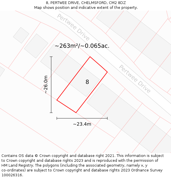 8, PERTWEE DRIVE, CHELMSFORD, CM2 8DZ: Plot and title map