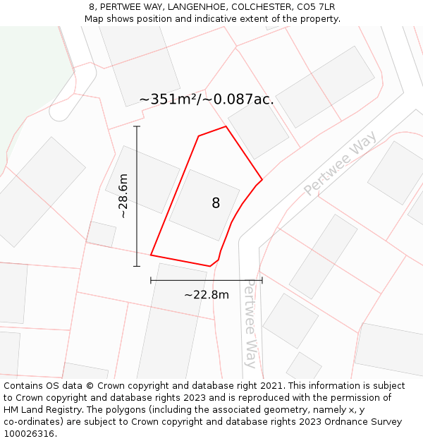 8, PERTWEE WAY, LANGENHOE, COLCHESTER, CO5 7LR: Plot and title map