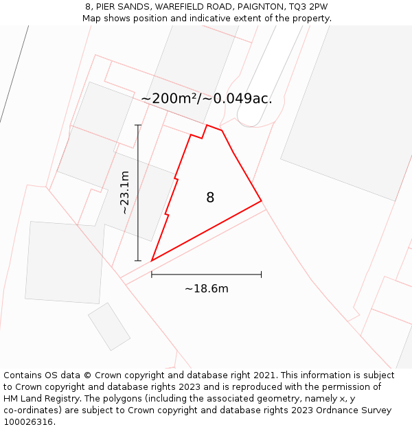 8, PIER SANDS, WAREFIELD ROAD, PAIGNTON, TQ3 2PW: Plot and title map