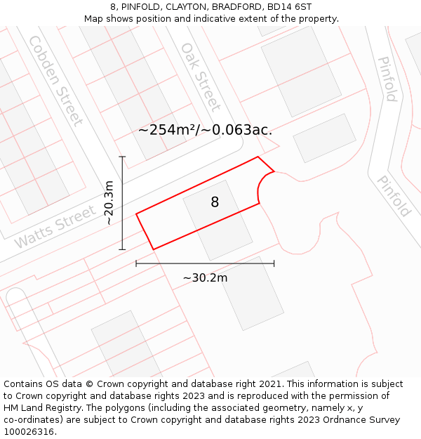 8, PINFOLD, CLAYTON, BRADFORD, BD14 6ST: Plot and title map