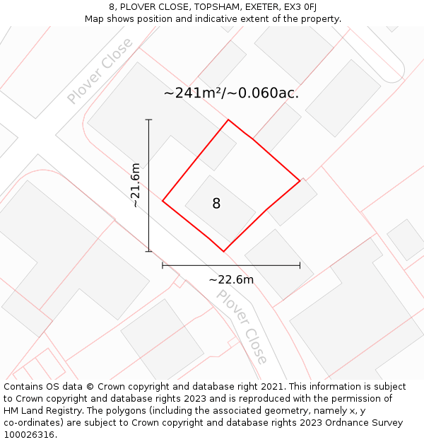 8, PLOVER CLOSE, TOPSHAM, EXETER, EX3 0FJ: Plot and title map