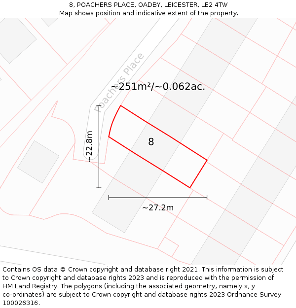 8, POACHERS PLACE, OADBY, LEICESTER, LE2 4TW: Plot and title map