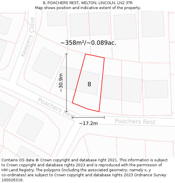 8, POACHERS REST, WELTON, LINCOLN, LN2 3TR: Plot and title map