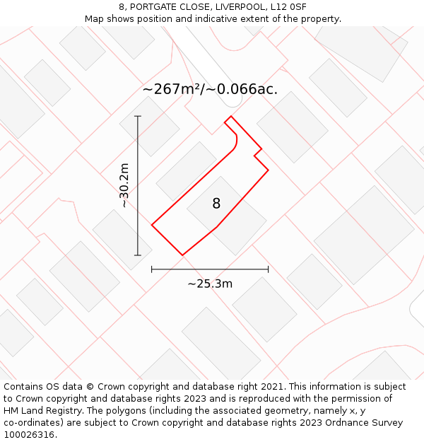 8, PORTGATE CLOSE, LIVERPOOL, L12 0SF: Plot and title map