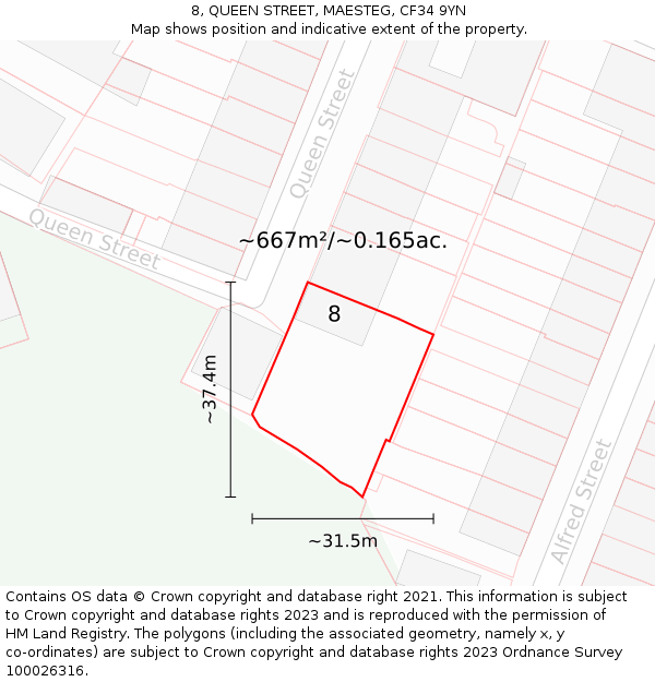 8, QUEEN STREET, MAESTEG, CF34 9YN: Plot and title map