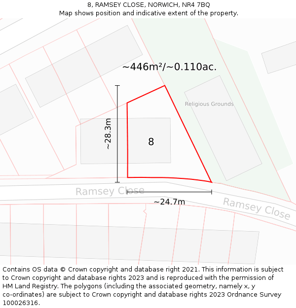 8, RAMSEY CLOSE, NORWICH, NR4 7BQ: Plot and title map