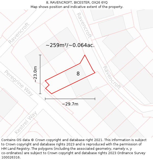 8, RAVENCROFT, BICESTER, OX26 6YQ: Plot and title map
