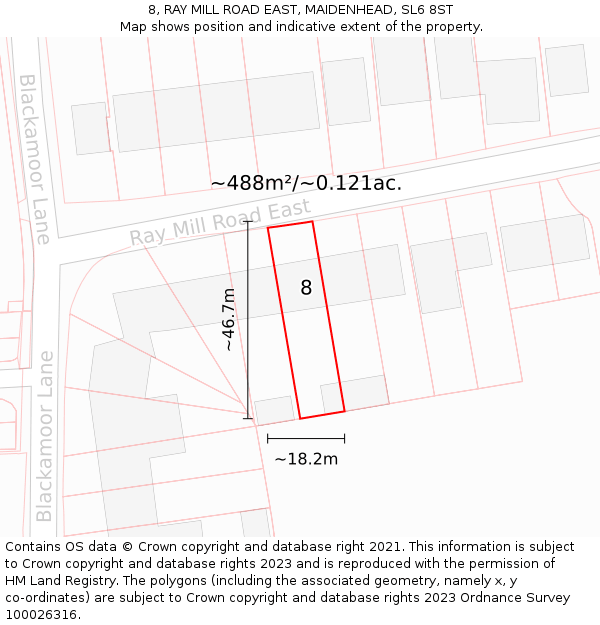 8, RAY MILL ROAD EAST, MAIDENHEAD, SL6 8ST: Plot and title map