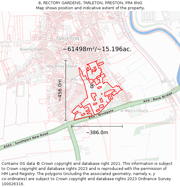8, RECTORY GARDENS, TARLETON, PRESTON, PR4 6NG: Plot and title map
