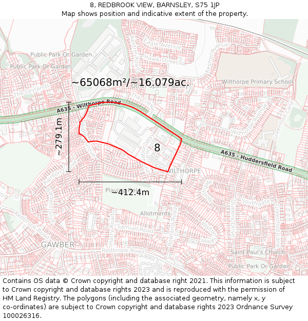 8, REDBROOK VIEW, BARNSLEY, S75 1JP: Plot and title map