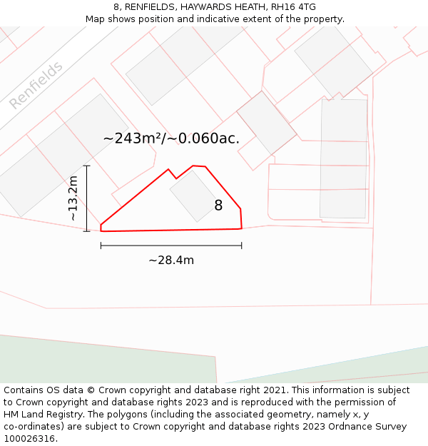8, RENFIELDS, HAYWARDS HEATH, RH16 4TG: Plot and title map