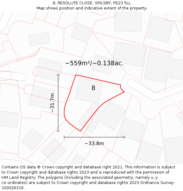 8, RESOLUTE CLOSE, SPILSBY, PE23 5LL: Plot and title map