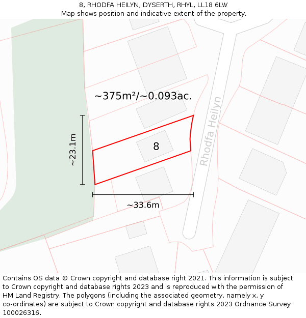 8, RHODFA HEILYN, DYSERTH, RHYL, LL18 6LW: Plot and title map