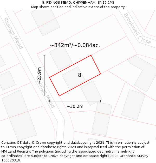 8, RIDINGS MEAD, CHIPPENHAM, SN15 1PG: Plot and title map