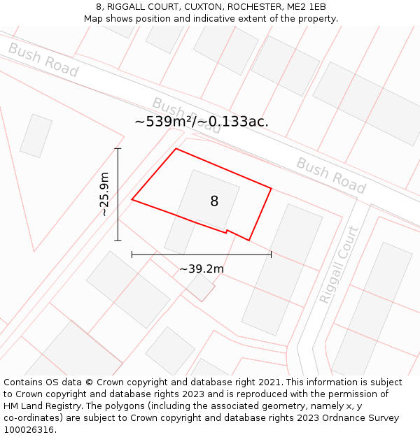 8, RIGGALL COURT, CUXTON, ROCHESTER, ME2 1EB: Plot and title map
