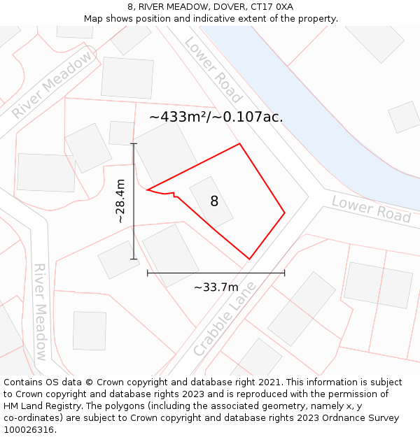 8, RIVER MEADOW, DOVER, CT17 0XA: Plot and title map