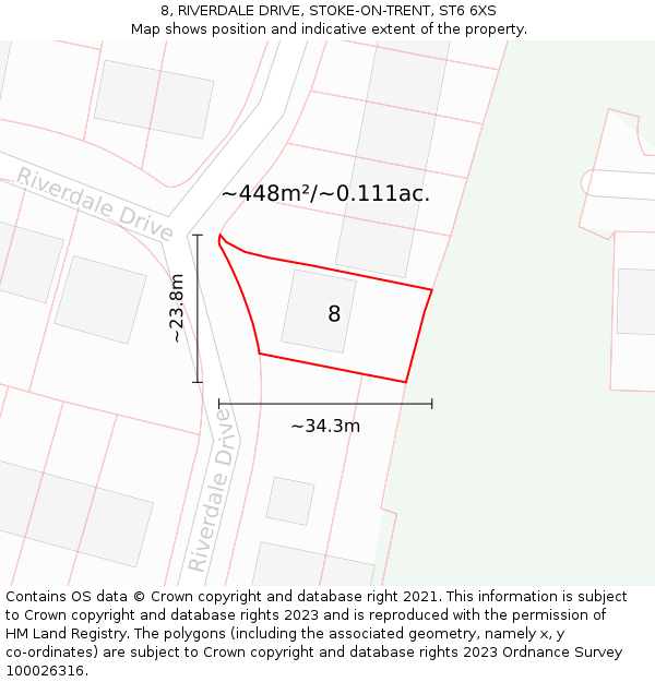 8, RIVERDALE DRIVE, STOKE-ON-TRENT, ST6 6XS: Plot and title map