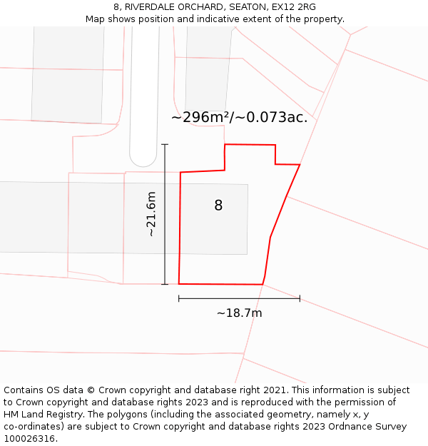 8, RIVERDALE ORCHARD, SEATON, EX12 2RG: Plot and title map