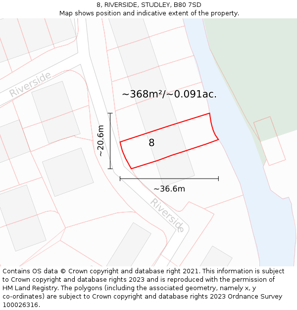 8, RIVERSIDE, STUDLEY, B80 7SD: Plot and title map