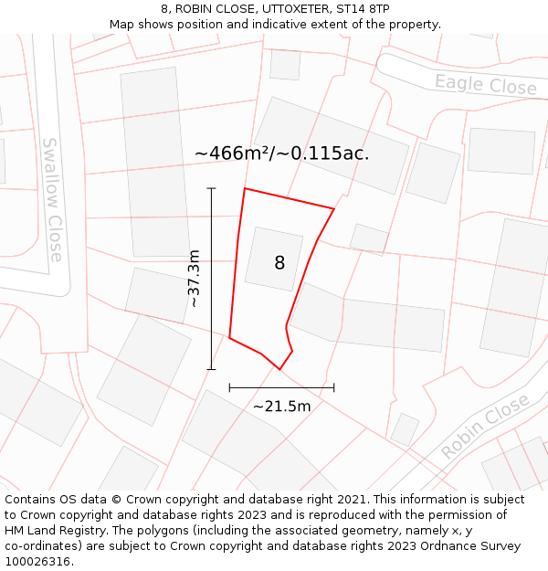 8, ROBIN CLOSE, UTTOXETER, ST14 8TP: Plot and title map
