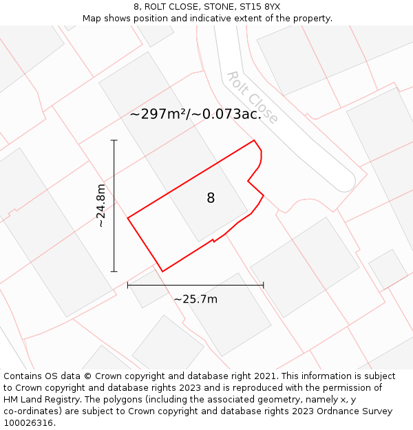 8, ROLT CLOSE, STONE, ST15 8YX: Plot and title map