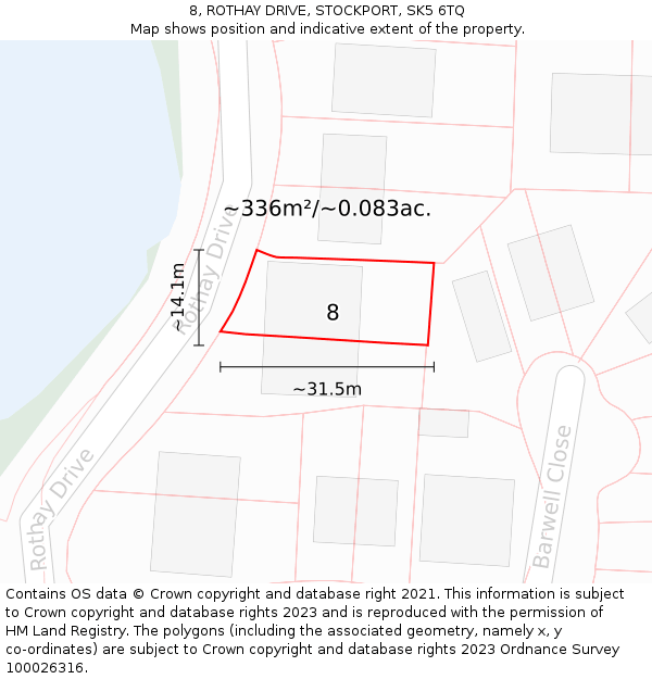 8, ROTHAY DRIVE, STOCKPORT, SK5 6TQ: Plot and title map