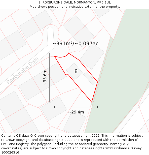 8, ROXBURGHE DALE, NORMANTON, WF6 1UL: Plot and title map