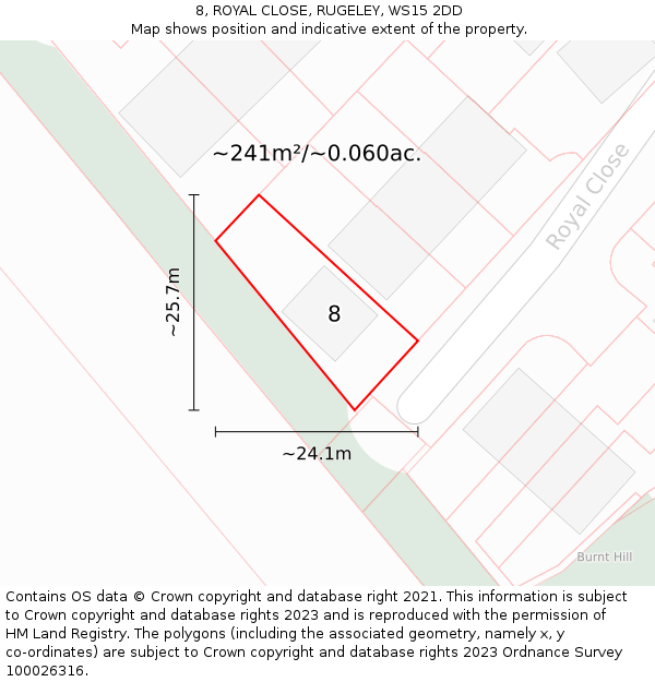 8, ROYAL CLOSE, RUGELEY, WS15 2DD: Plot and title map