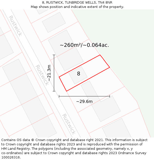8, RUSTWICK, TUNBRIDGE WELLS, TN4 8NR: Plot and title map