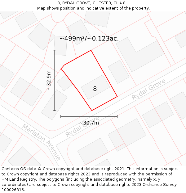 8, RYDAL GROVE, CHESTER, CH4 8HJ: Plot and title map