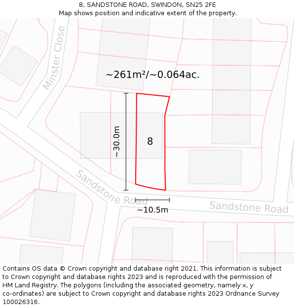 8, SANDSTONE ROAD, SWINDON, SN25 2FE: Plot and title map