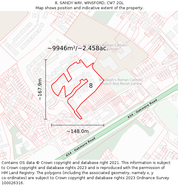 8, SANDY WAY, WINSFORD, CW7 2GL: Plot and title map